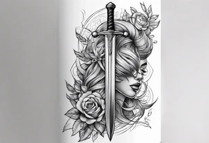 Draw a vertical sword, No extra details tattoo idea