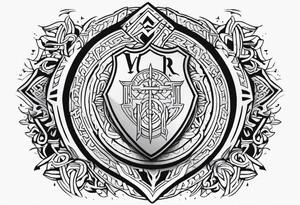 Valhalla shield sword stairs runes tattoo idea