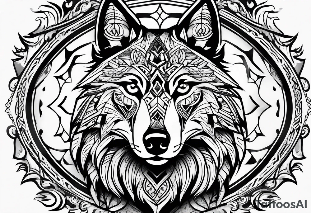 Slavic wolf tattoo idea