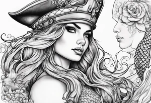 mermaid and pirate tattoo idea