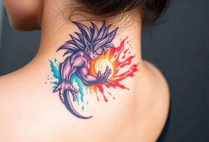 legendary dragonball z scene with energy aura and power effects tattoo idea
