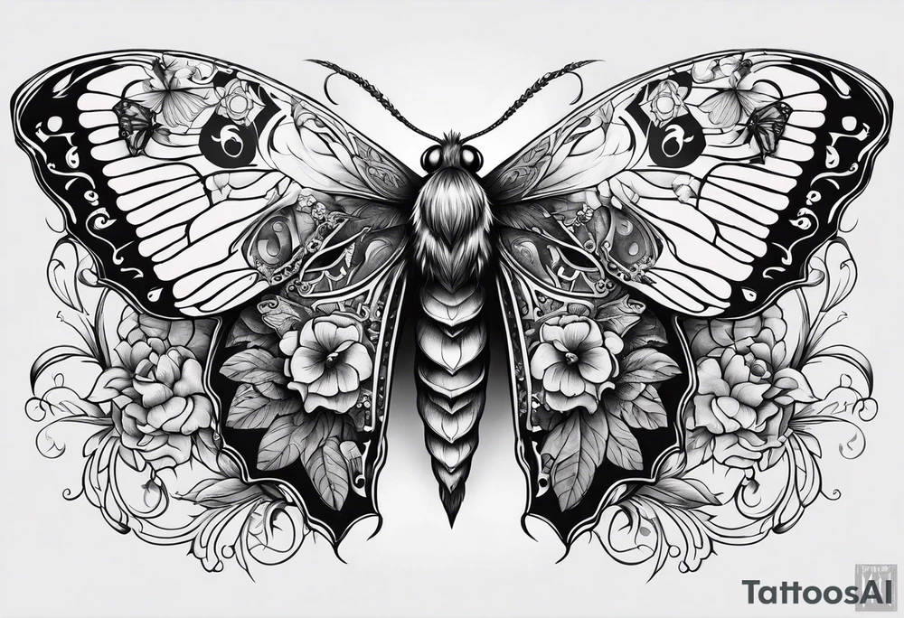 Death moth and gothic tattoo idea
