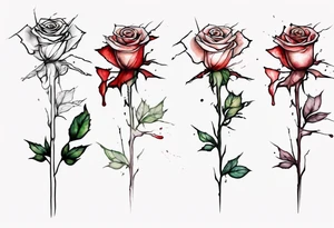 bleeding rose, tall, simple, one line, watercolor, with a Christian cross in the flower tattoo idea