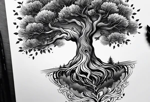 tree in the shape of a hand tattoo idea