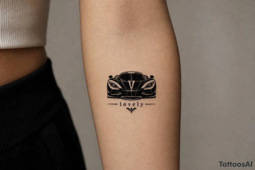 Koenigsegg ghost and below written simply lovely tattoo idea