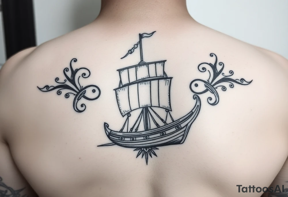 vikink ship,frontal tattoo idea