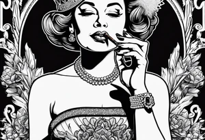 Queen Elizabeth II smoking cigarette tattoo idea