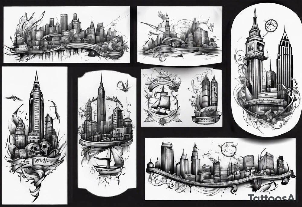 city scape tattoo idea