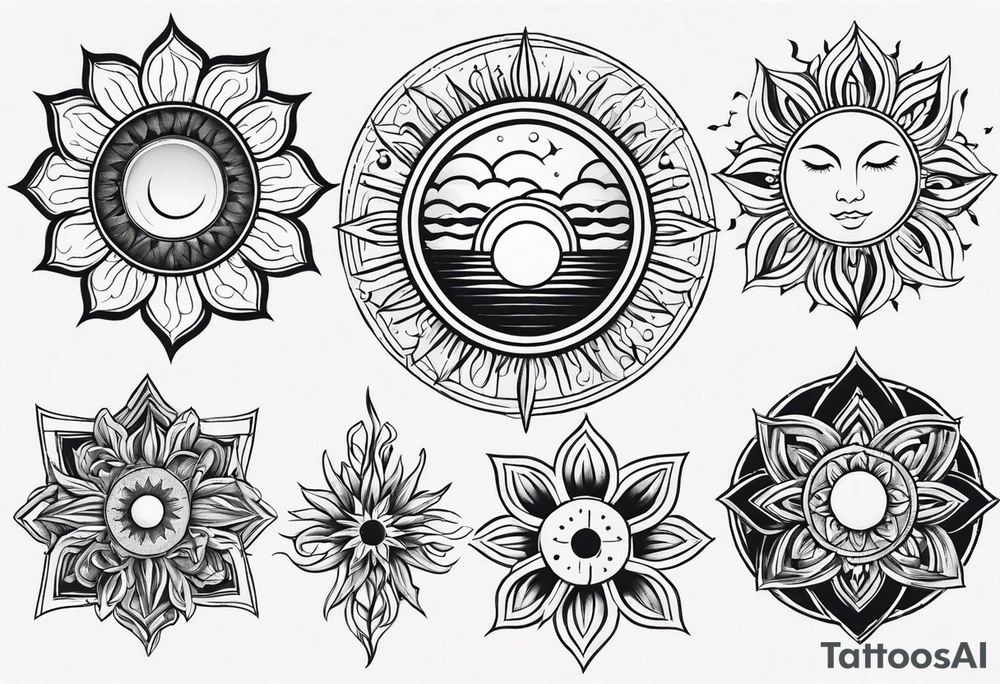 Sun with water at the bottom tattoo idea