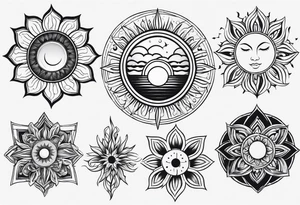 Sun with water at the bottom tattoo idea