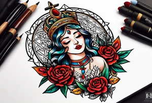 traditional vintage tattoo worship singing tattoo idea