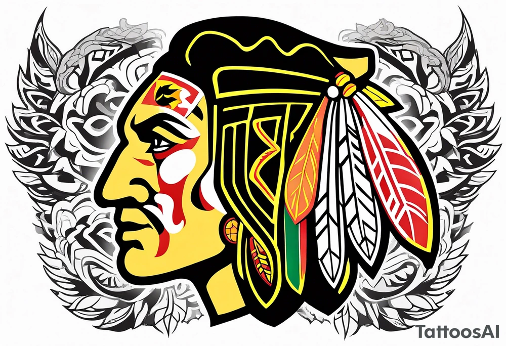 chicago blackhawks indian head logo tattoo idea