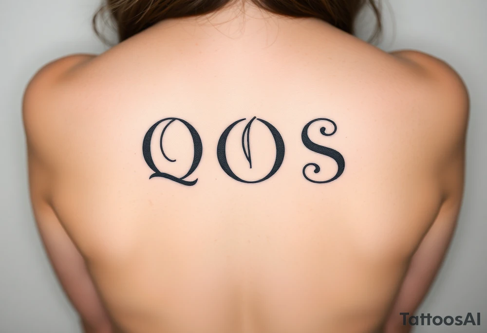 text reading "QOS" across a womb tattoo tattoo idea