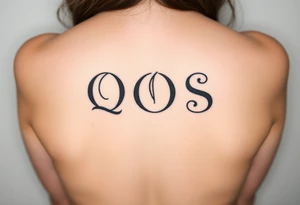 text reading "QOS" across a womb tattoo tattoo idea