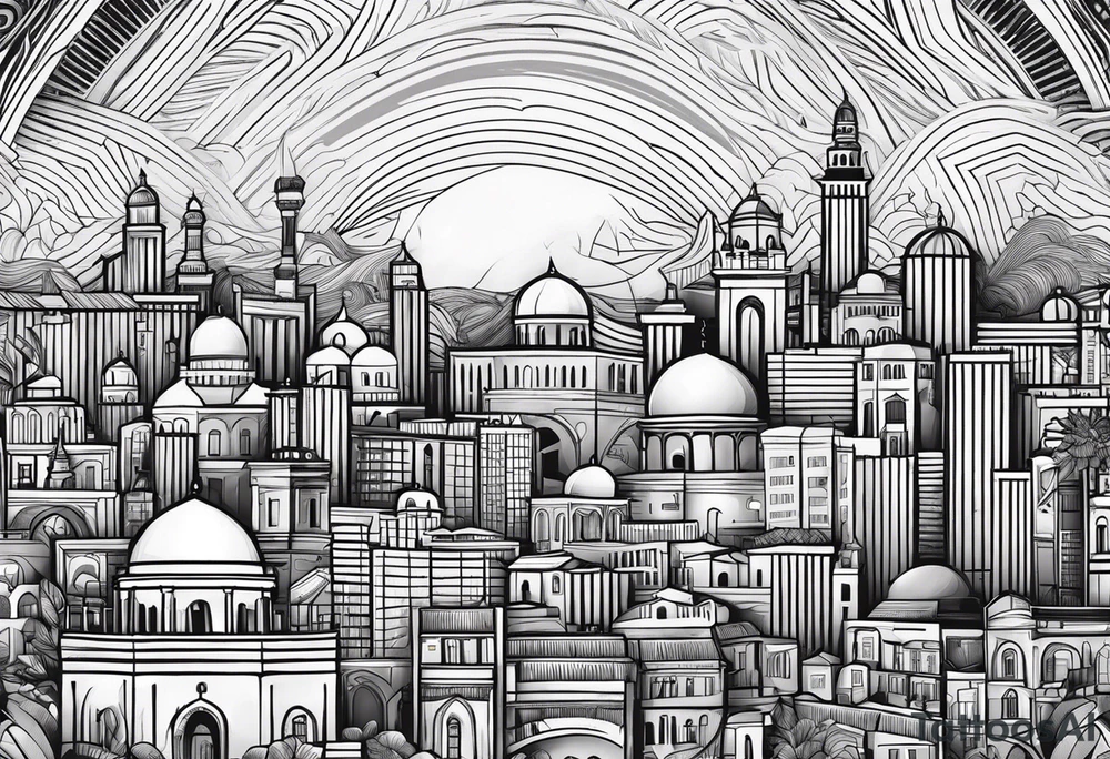 israel city vector swirl 
 vignette tattoo idea