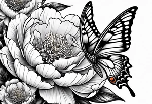 Peony and a butterfly tattoo idea