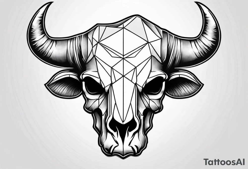 skull of a bull with a line frame, realistic, simple tattoo idea