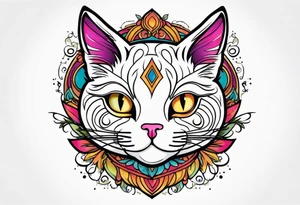 white cat crossed eyes tattoo idea