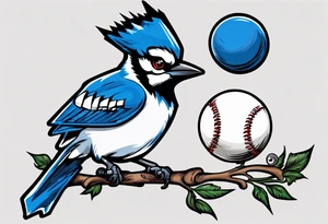 mean looking bluejay hitting a ball tattoo idea