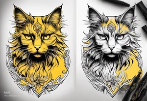 yellow cat tattoo idea