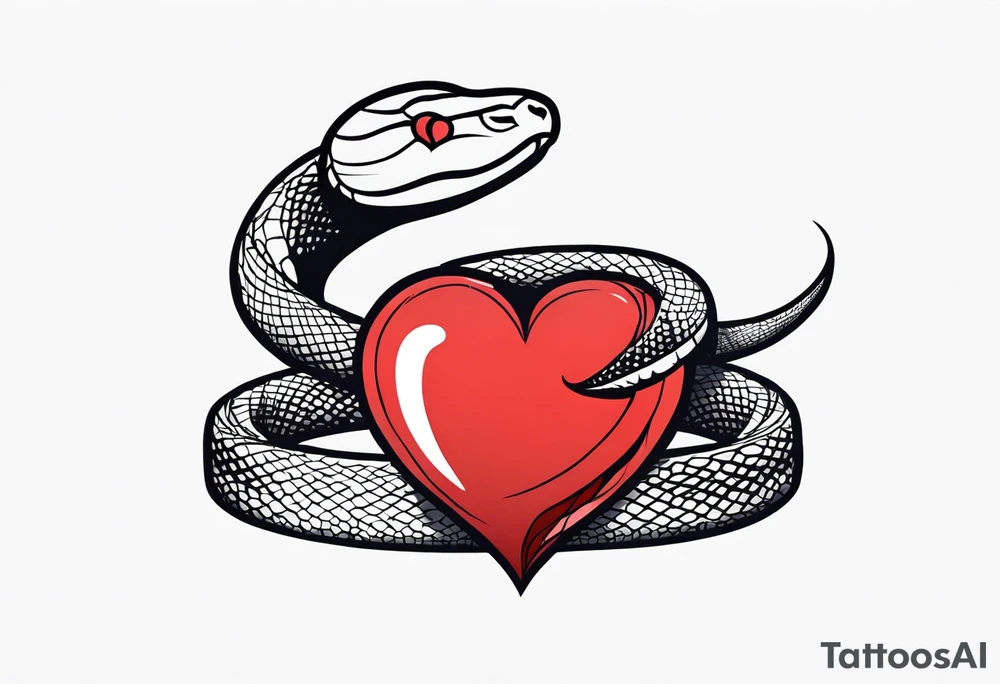 a snake who has swallowed a heart tattoo idea