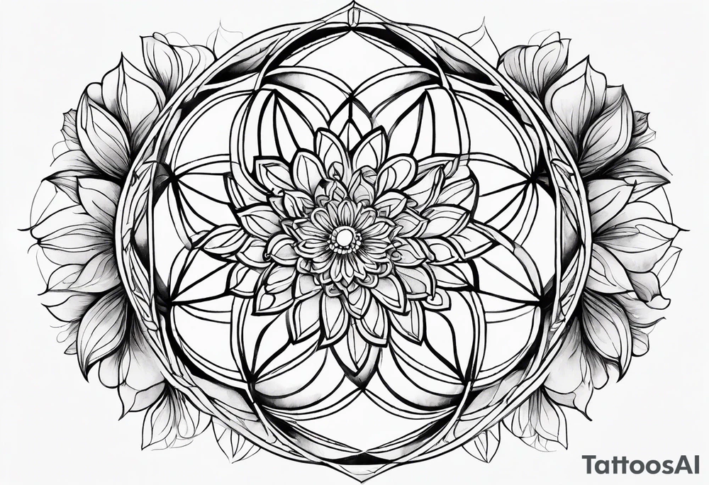 Linear minimalistic flower of life, tattoo idea