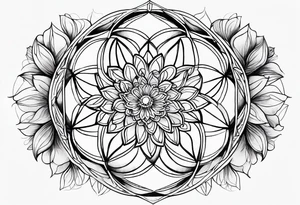 Linear minimalistic flower of life, tattoo idea