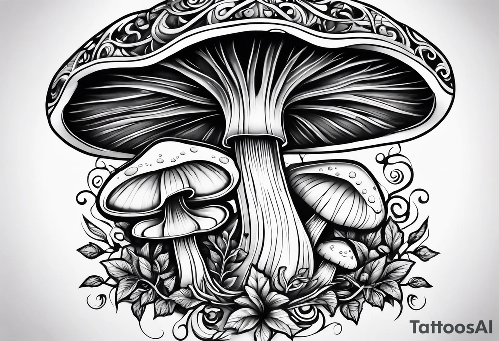 vines wrapped around a mushroom tattoo idea