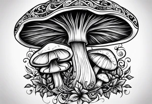 vines wrapped around a mushroom tattoo idea