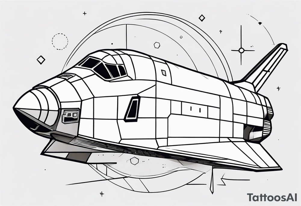 space shuttle broken up into geometric shapes tattoo idea
