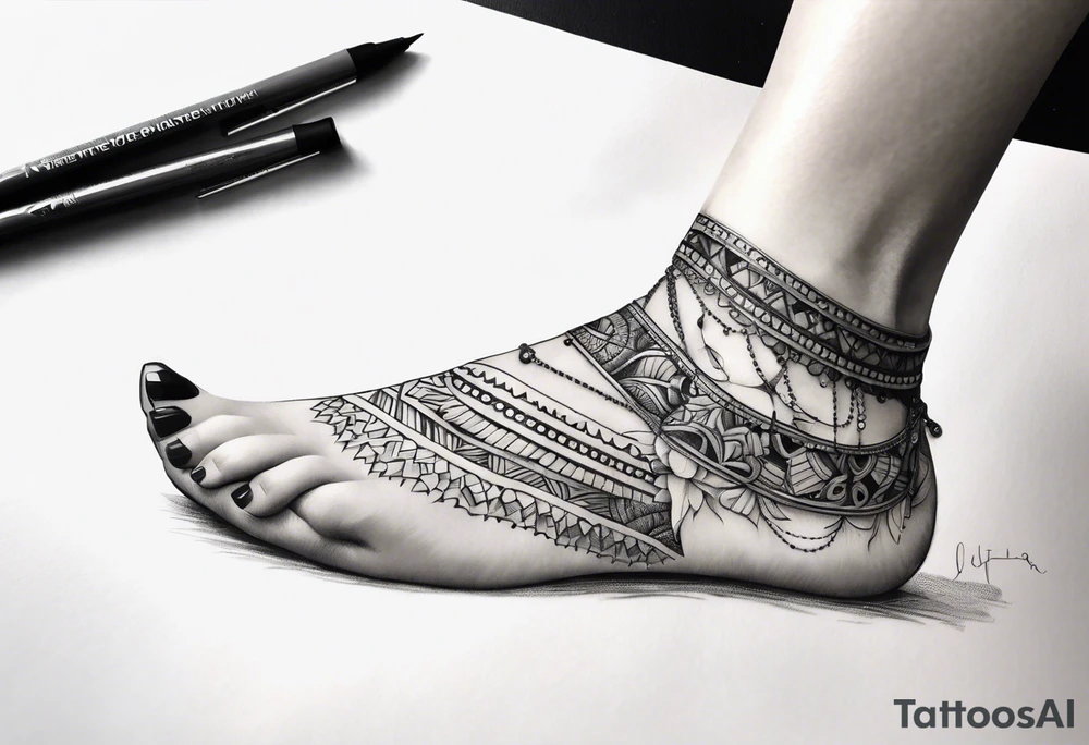 feminine ankle bracelet tattoo idea