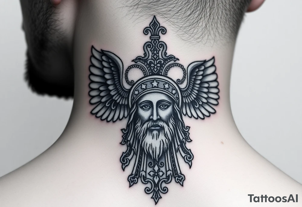 Archangel Michael in armour
A large Orthodox cross with ornate detailing
Christ Pantocrator face (very traditional Orthodox icon style)
Saints like St. Nicholas or St. Andrew tattoo idea