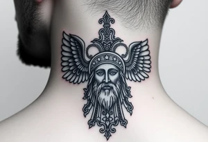 Archangel Michael in armour
A large Orthodox cross with ornate detailing
Christ Pantocrator face (very traditional Orthodox icon style)
Saints like St. Nicholas or St. Andrew tattoo idea