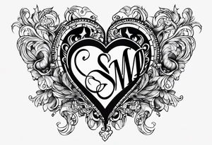 Heart with the letters s and m tattoo idea