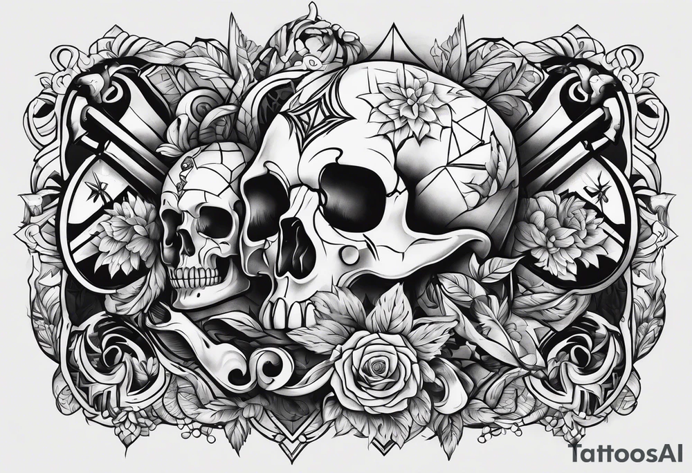 Variety of bones traditional style flash sheet tattoo idea