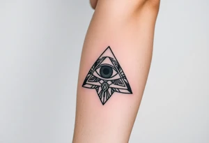 Half sleeve tattoo of the eye of providence inside of a pyramid. tattoo idea