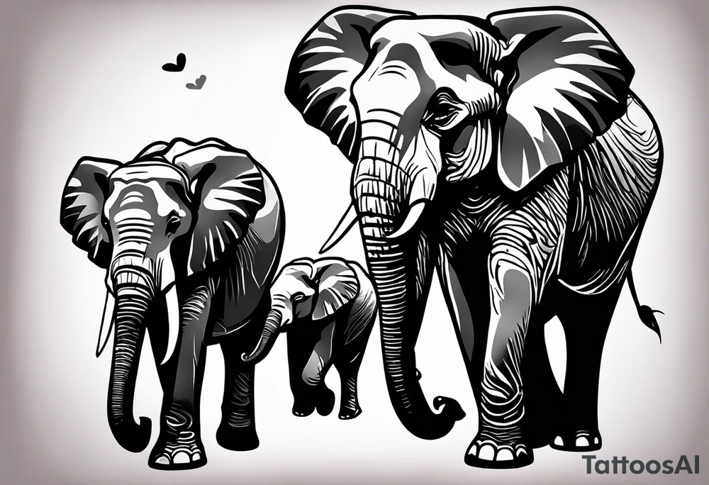 mother daughter , elephants tattoo idea