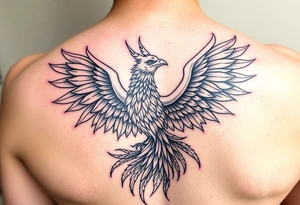 Feminine mother daughter phoenix tattoo with a touch of colour tattoo idea