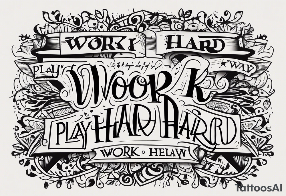 I want a tattoo containing the following two words "work hard" and "play hard". tattoo idea