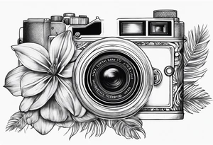 wave,, flower, palm, camera tattoo idea