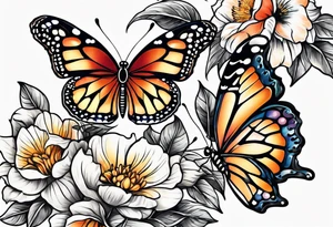 Butterflies and su flwer tattoo idea