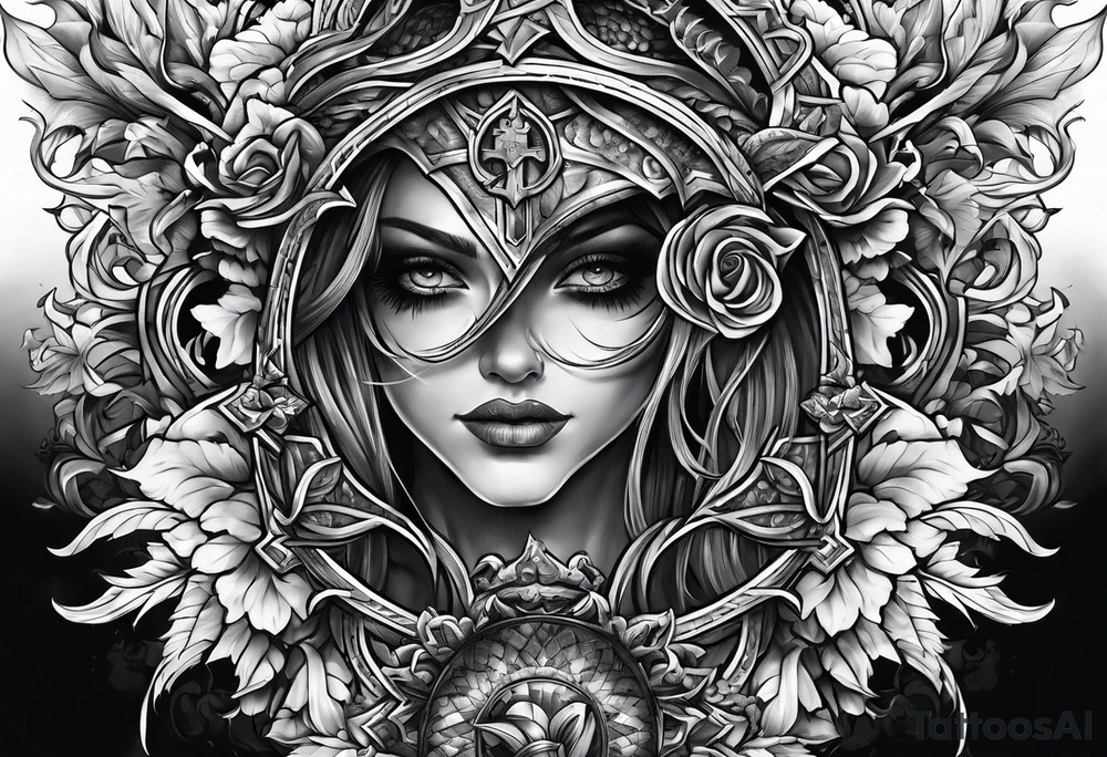 a cross crushing evil tattoo idea