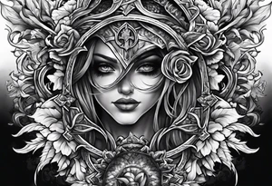a cross crushing evil tattoo idea