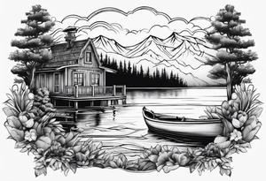 Lake view with wharf tattoo idea