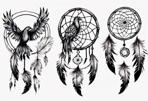 Phoenix flying dream catcher tattoo idea