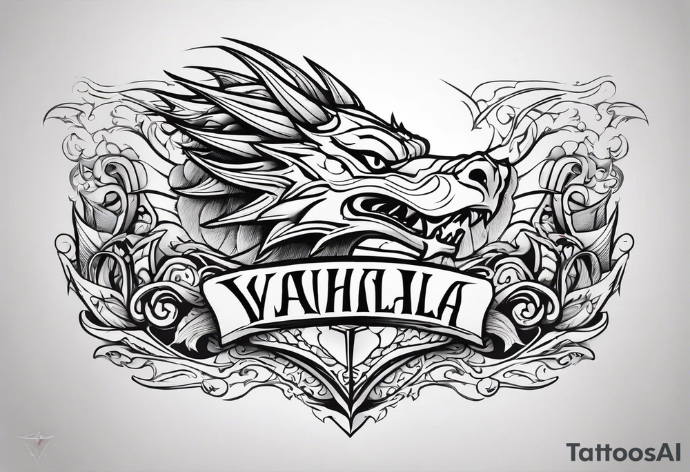 Valhalla sword dragon head tattoo idea