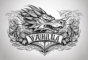 Valhalla sword dragon head tattoo idea