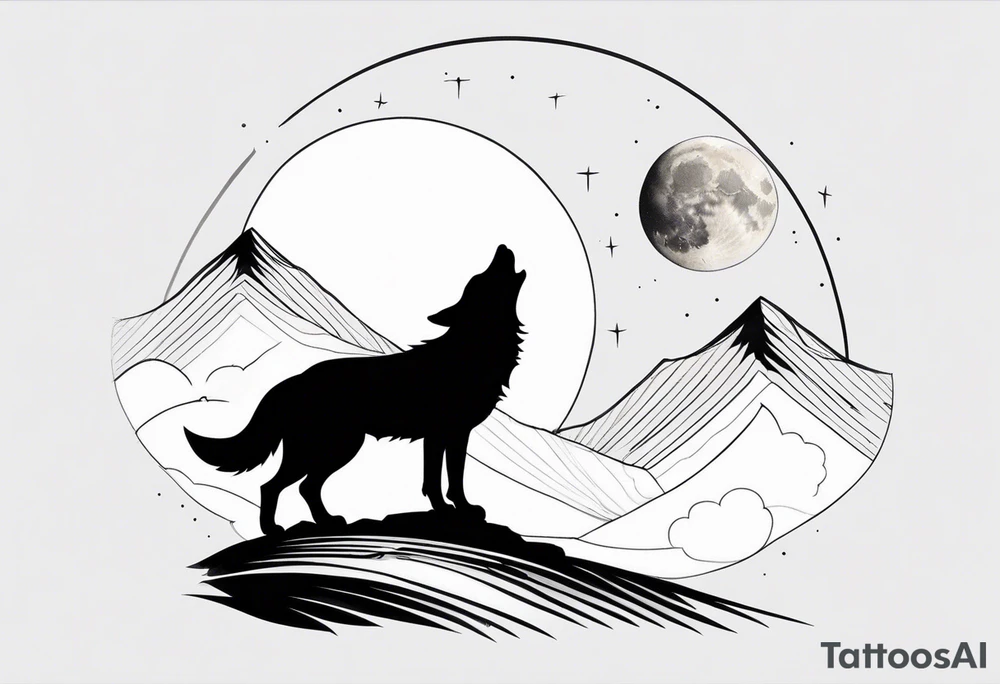 a wolf howling at the moon tattoo idea