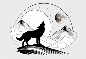 a wolf howling at the moon tattoo idea