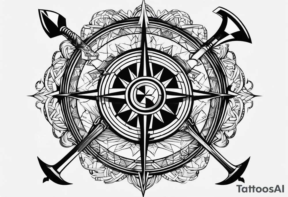 Axe of matthias inside compass tattoo idea